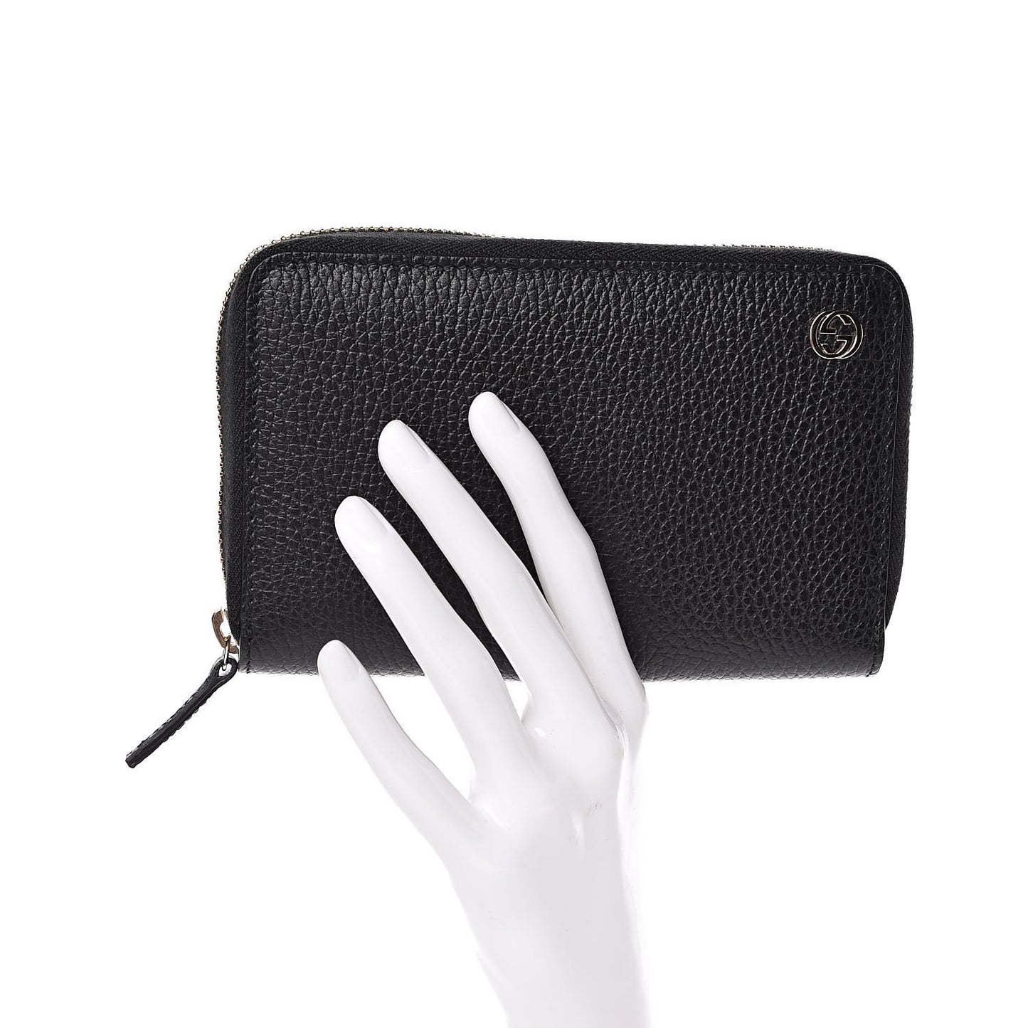 Dollar Calfskin Medium GG Zip Around Wallet Black