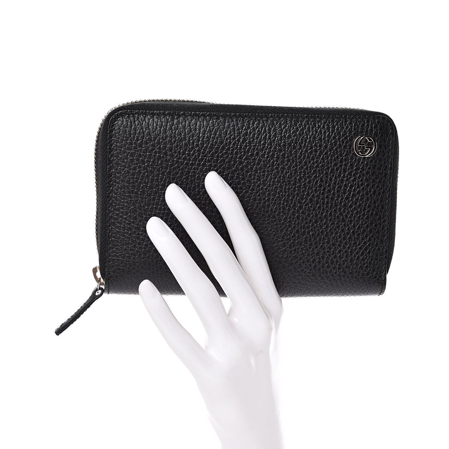 Gucci Dollar Calfskin Medium GG Zip Around Wallet Black 2 of 8