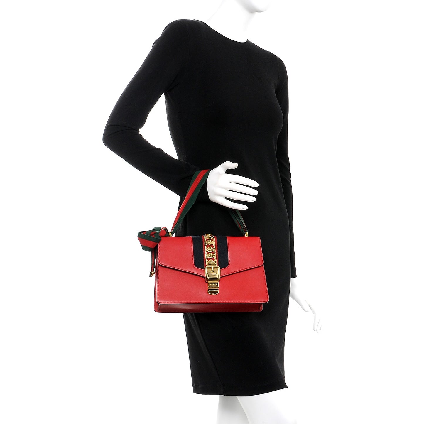 Calfskin Small Sylvie Shoulder Bag Hibiscus Red