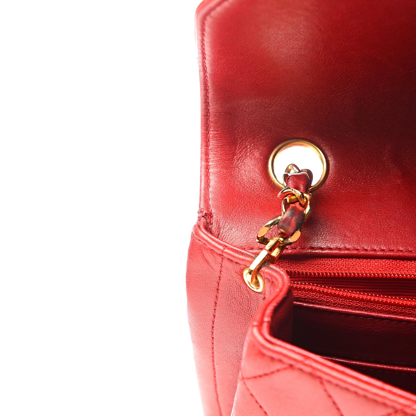 Lambskin Quilted Small Single Flap Red