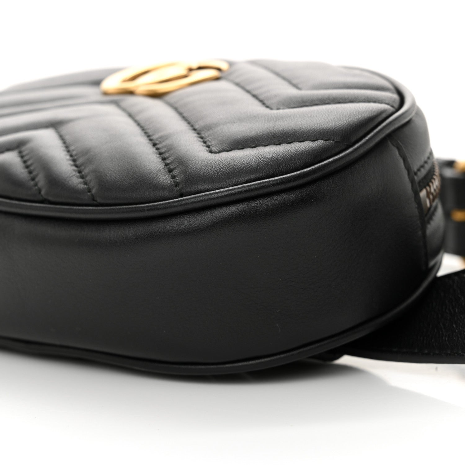 Gucci Calfskin Matelasse GG Marmont Belt Bag 85 34 Black 10 of 11