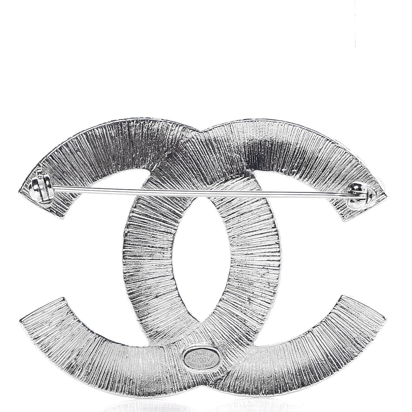 Baguette Crystal CC Brooch Silver