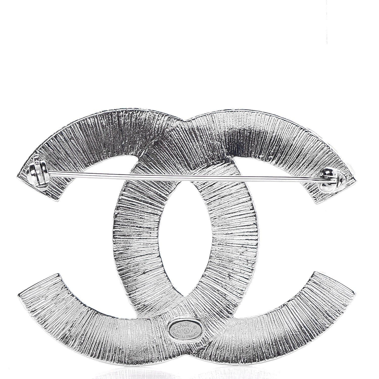 Chanel Baguette Crystal CC Brooch Silver 3 of 5