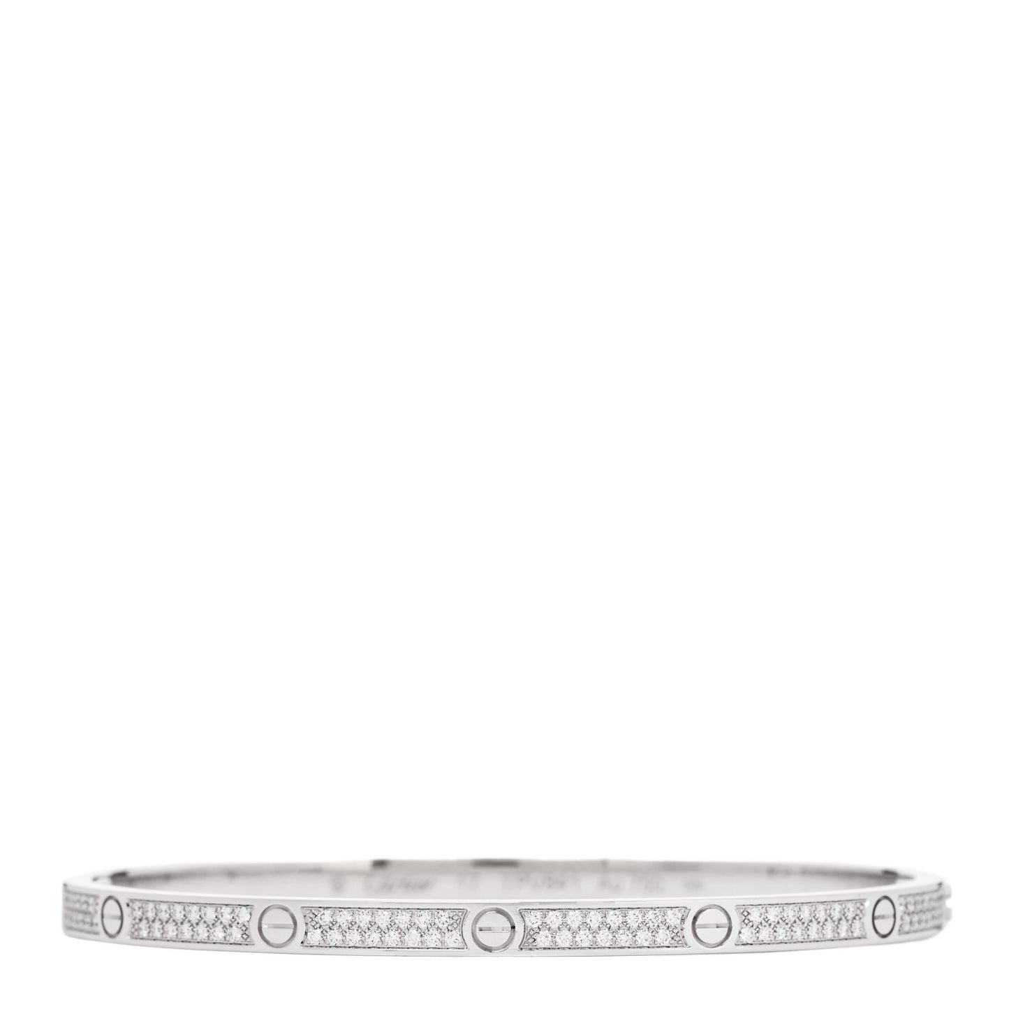 18K White Gold Diamond Small LOVE Paved Bracelet 17