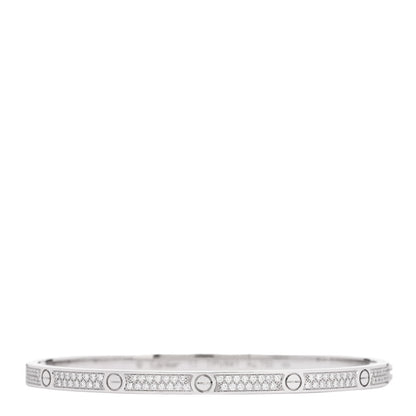 Cartier 18K White Gold Diamond Small LOVE Paved Bracelet 17 1 of 8