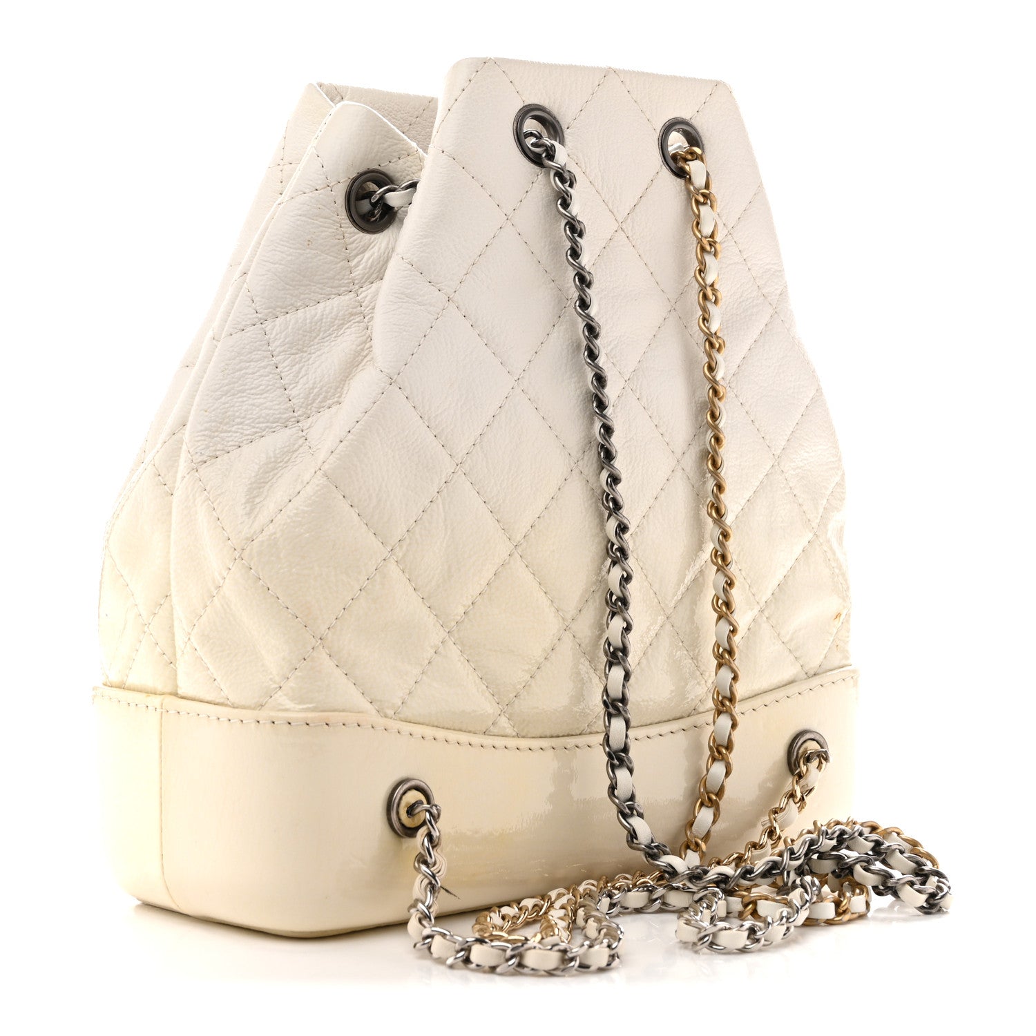 Chanel Patent Goatskin Quilted Small Gabrielle Backpack White 2 of 12