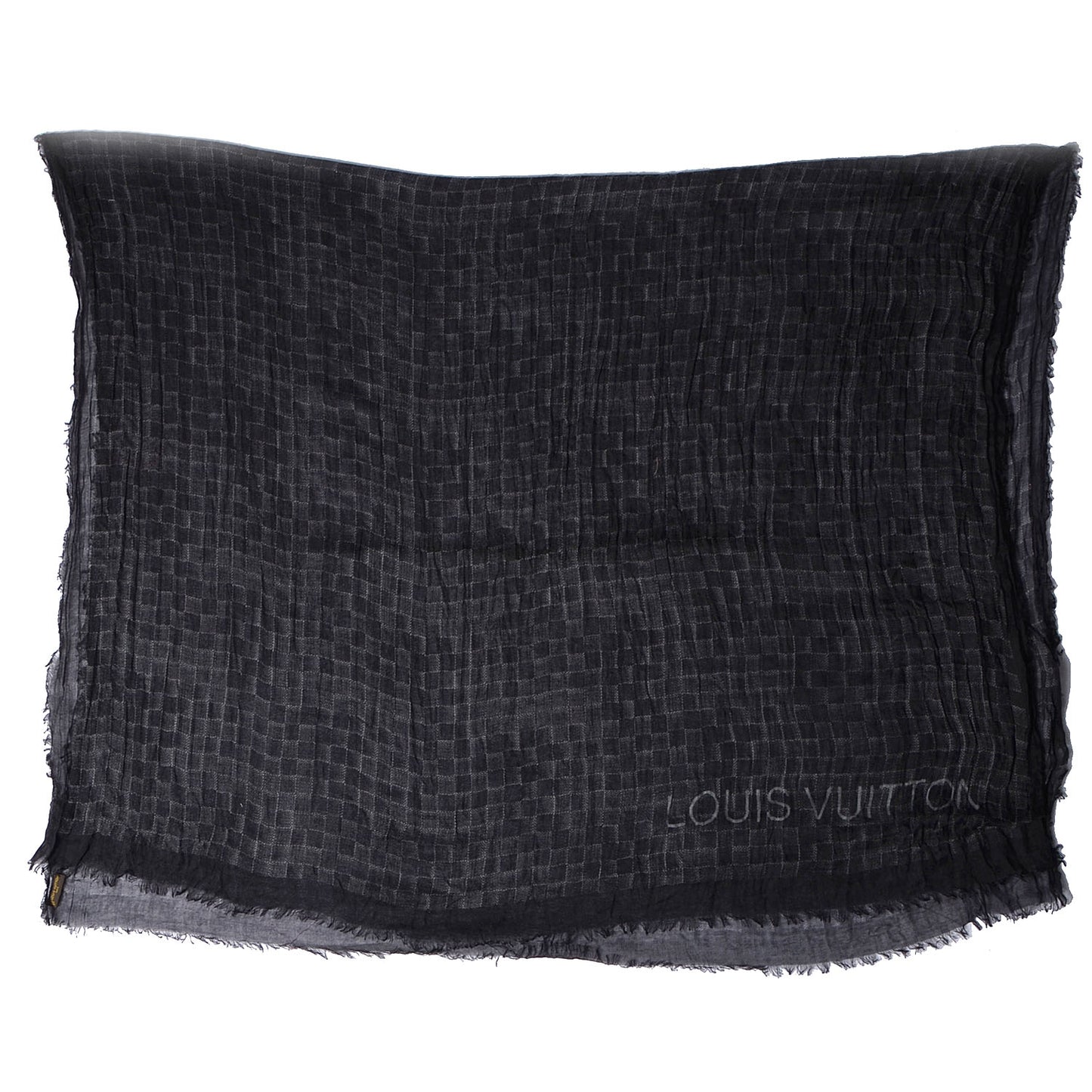 Cashmere Silk Damier Etole Stole Black