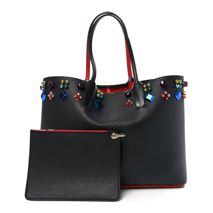 Christian Louboutin Calfskin Empire Spike Studded East West Cabata Tote Black Multicolor 3 of 10