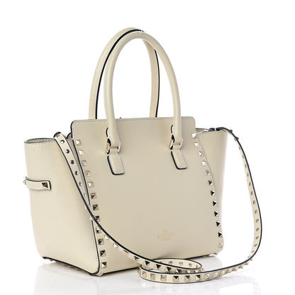Valentino Garavani Vitello Small Rockstud Double Handle Tote Ivory 3 of 12