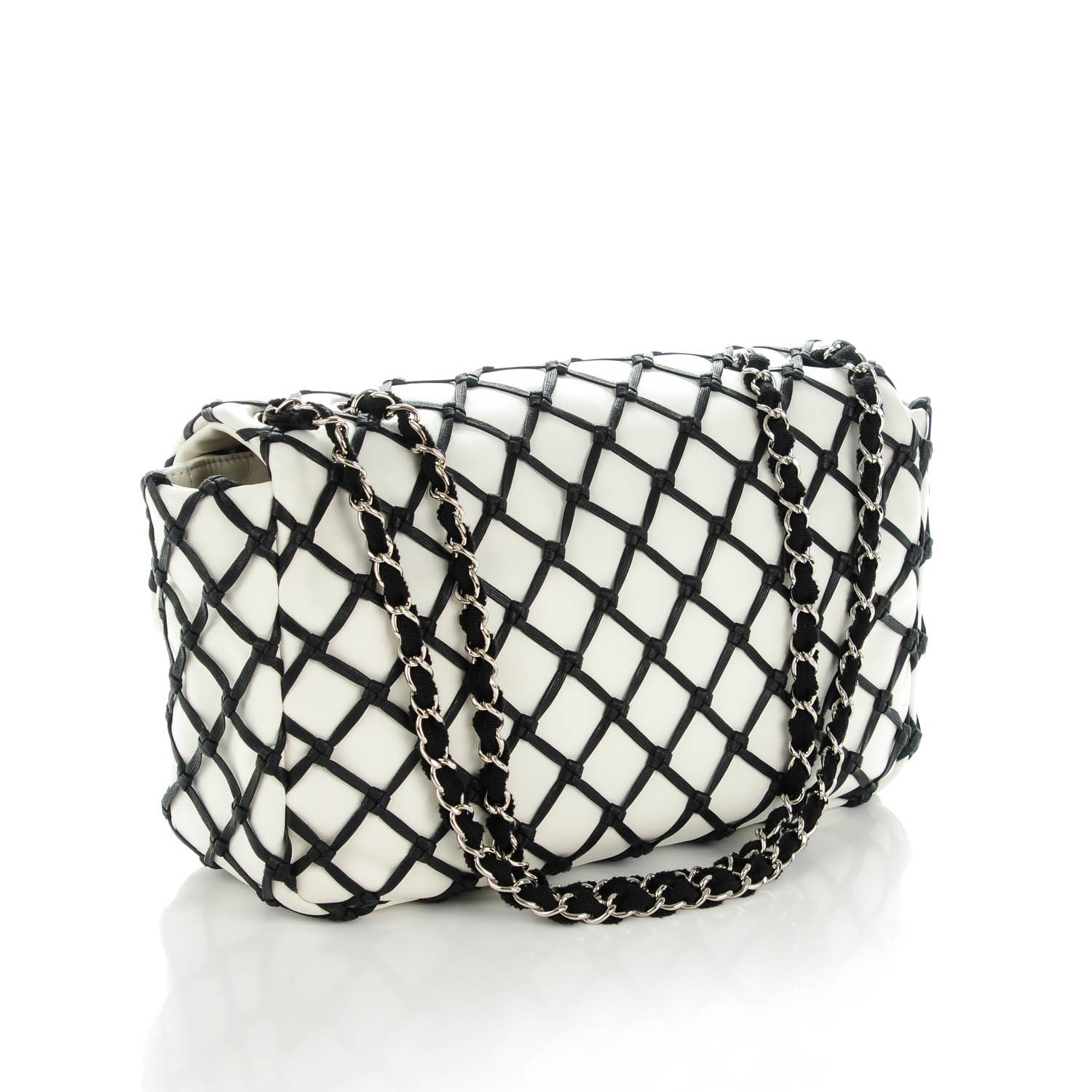 Chanel Lambskin Jumbo Canebiers Net Flap White 3 of 8