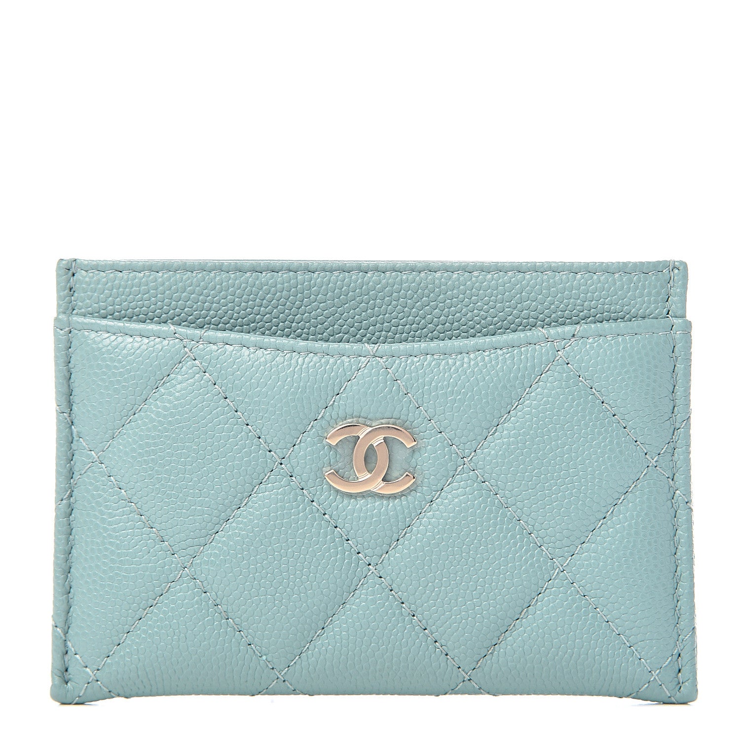Chanel Caviar Quilted Card Holder Light Blue 1 of 9