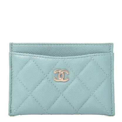 Chanel Caviar Quilted Card Holder Light Blue 1 of 9