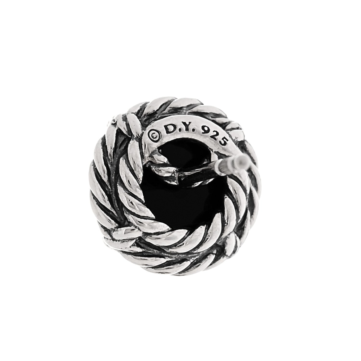 David Yurman Sterling Silver Black Onyx 8mm Chatelaine Earrings 4 of 4