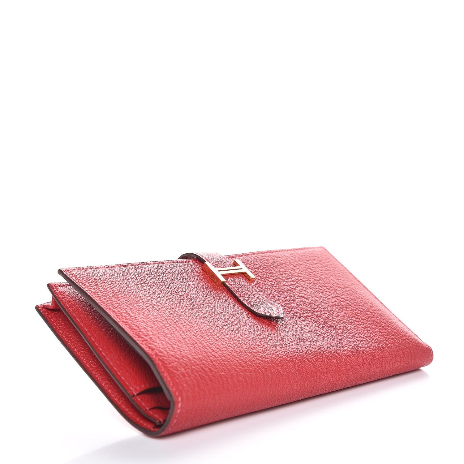 Hermes Chevre Mysore Bearn Gusset Wallet Rouge Casaque 4 of 8