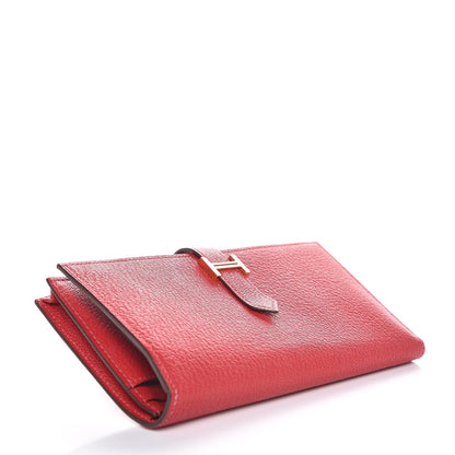 Hermes Chevre Mysore Bearn Gusset Wallet Rouge Casaque 4 of 8