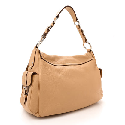 Prada Vitello Daino Side Pocket Flap Hobo Sabbia 3 of 16