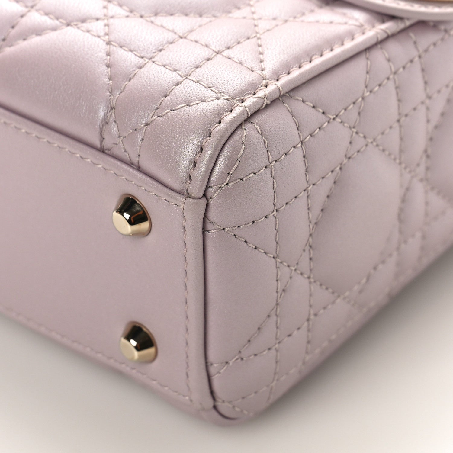 Christian Dior Metallic Lambskin Cannage Mini Lady Dior Lotus 9 of 9