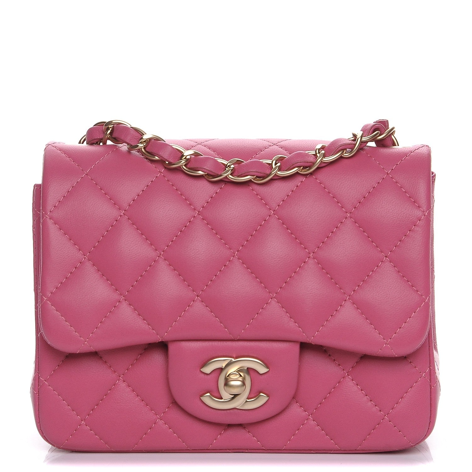 Chanel Lambskin Quilted Mini Square Flap Dark Pink 1 of 7