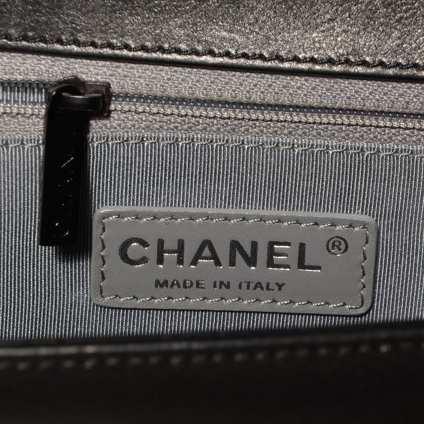 Metallic Calfskin Quilted Medium Boy Flap Black