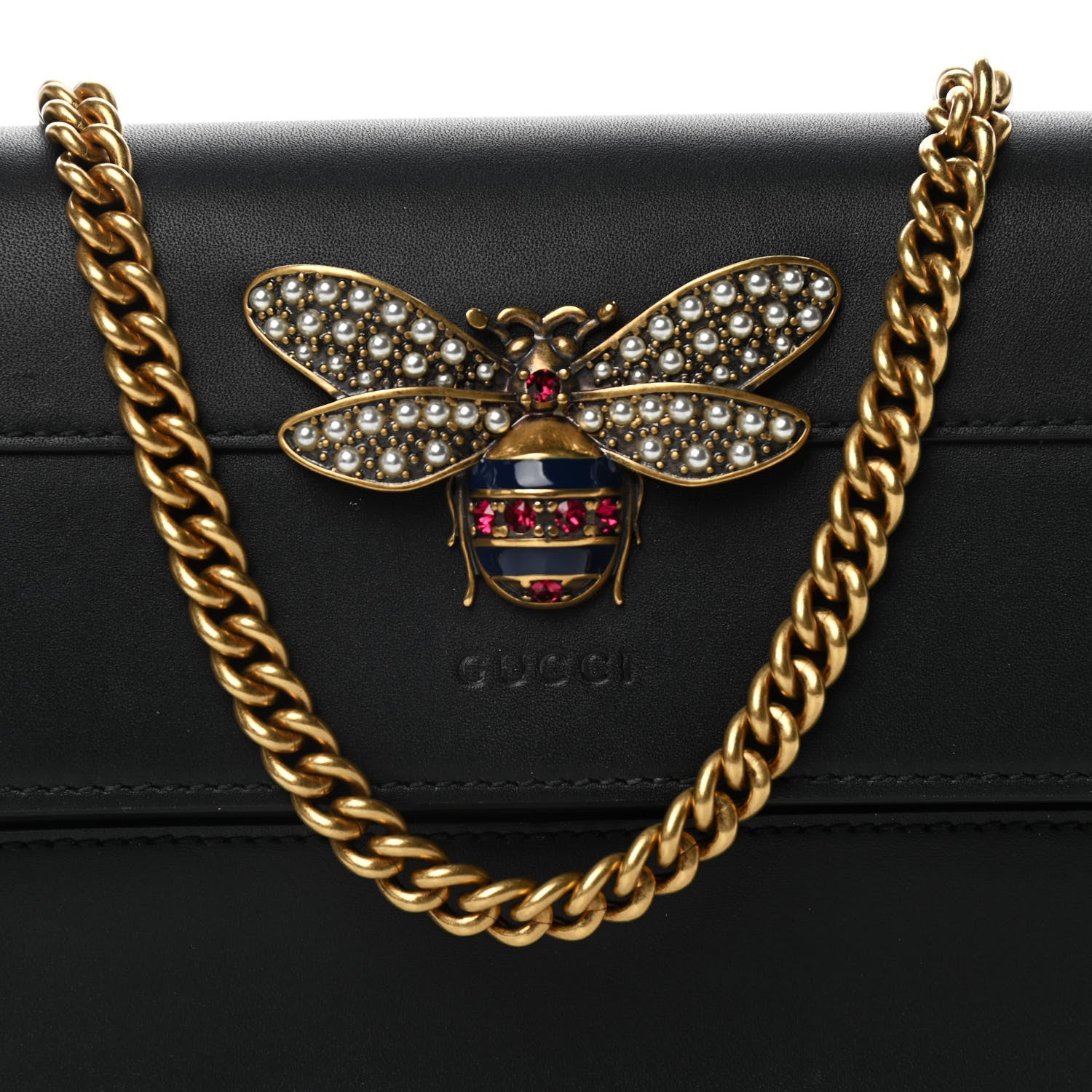 Gucci Calfskin Queen Margaret Chain Wallet Black 10 of 11