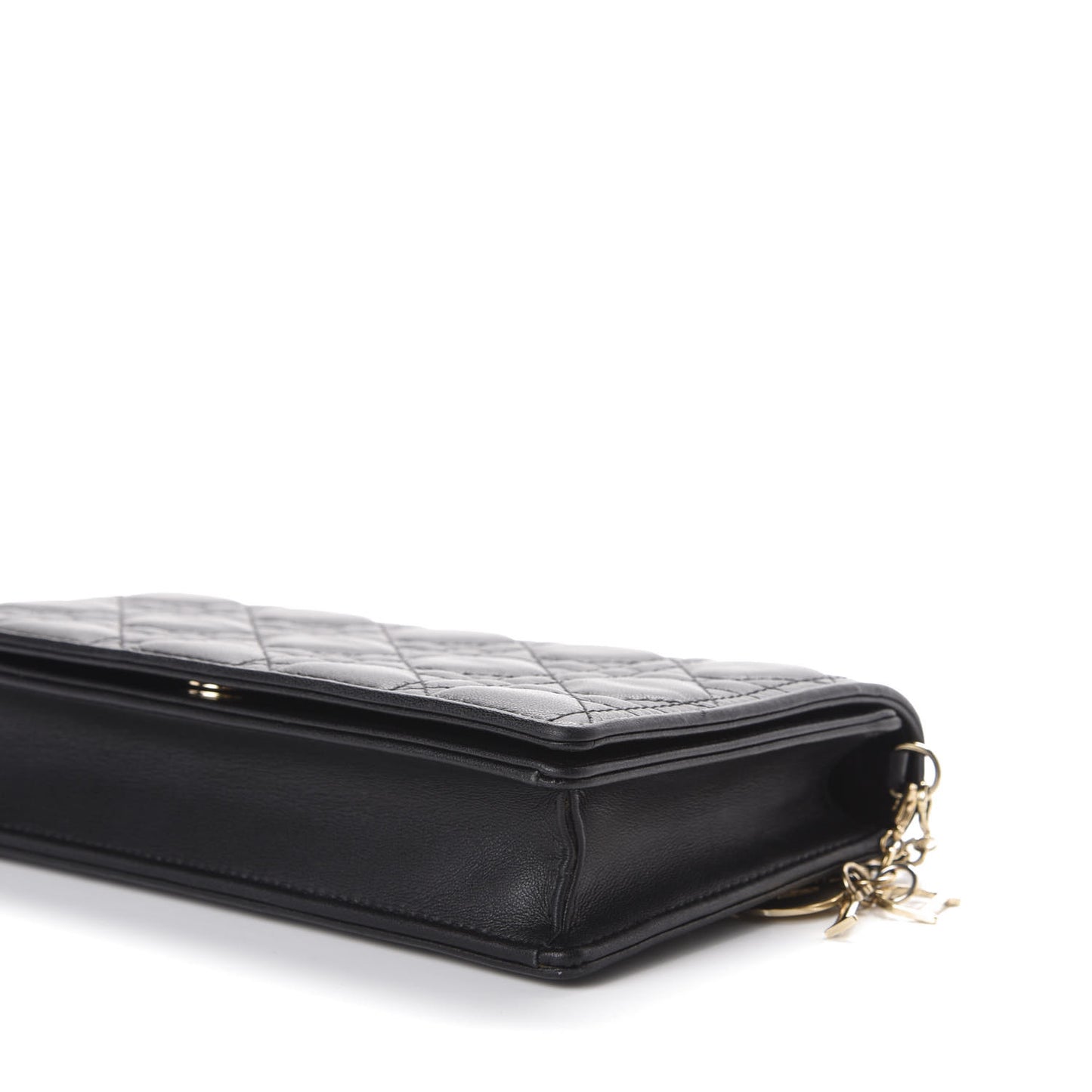 Lambskin Cannage Lady Dior Chain Wallet Black