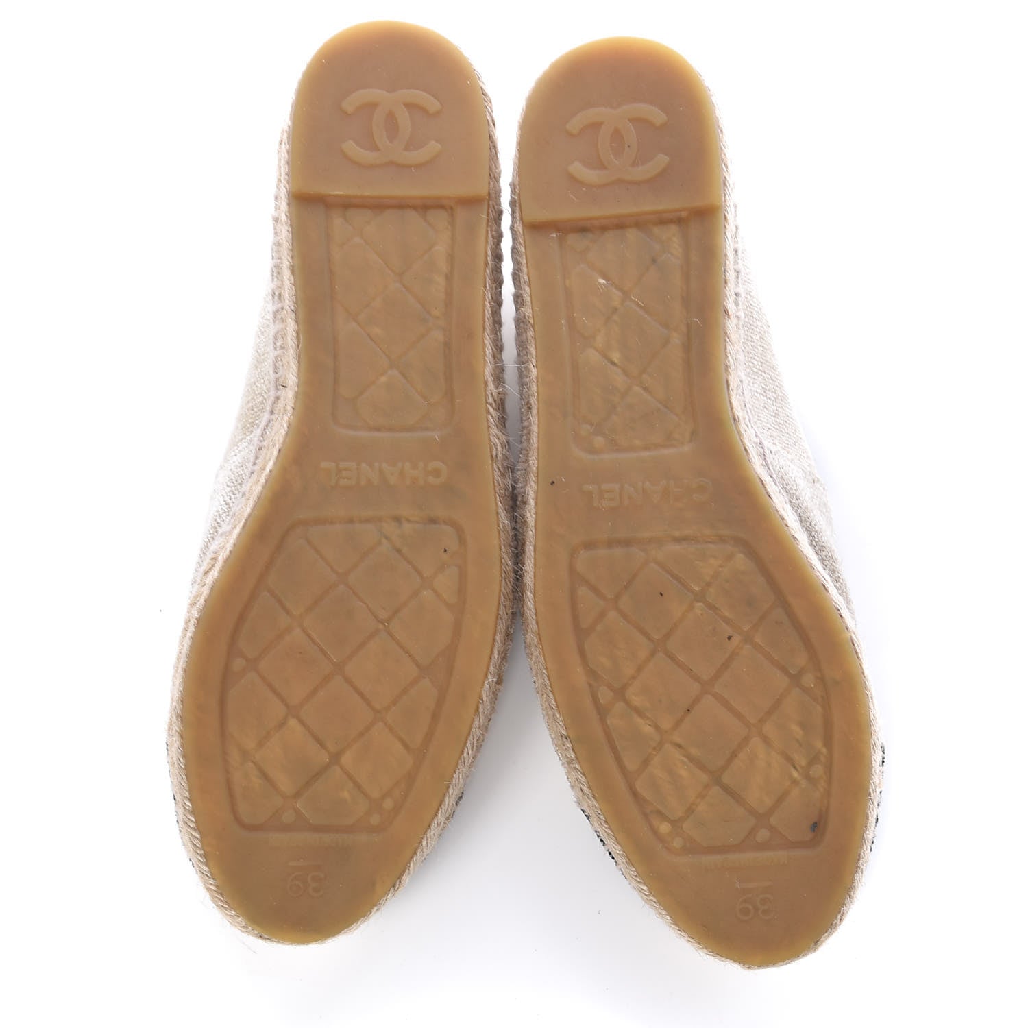 Chanel Toile Sequin CC Espadrilles 39 Beige Black 7 of 15