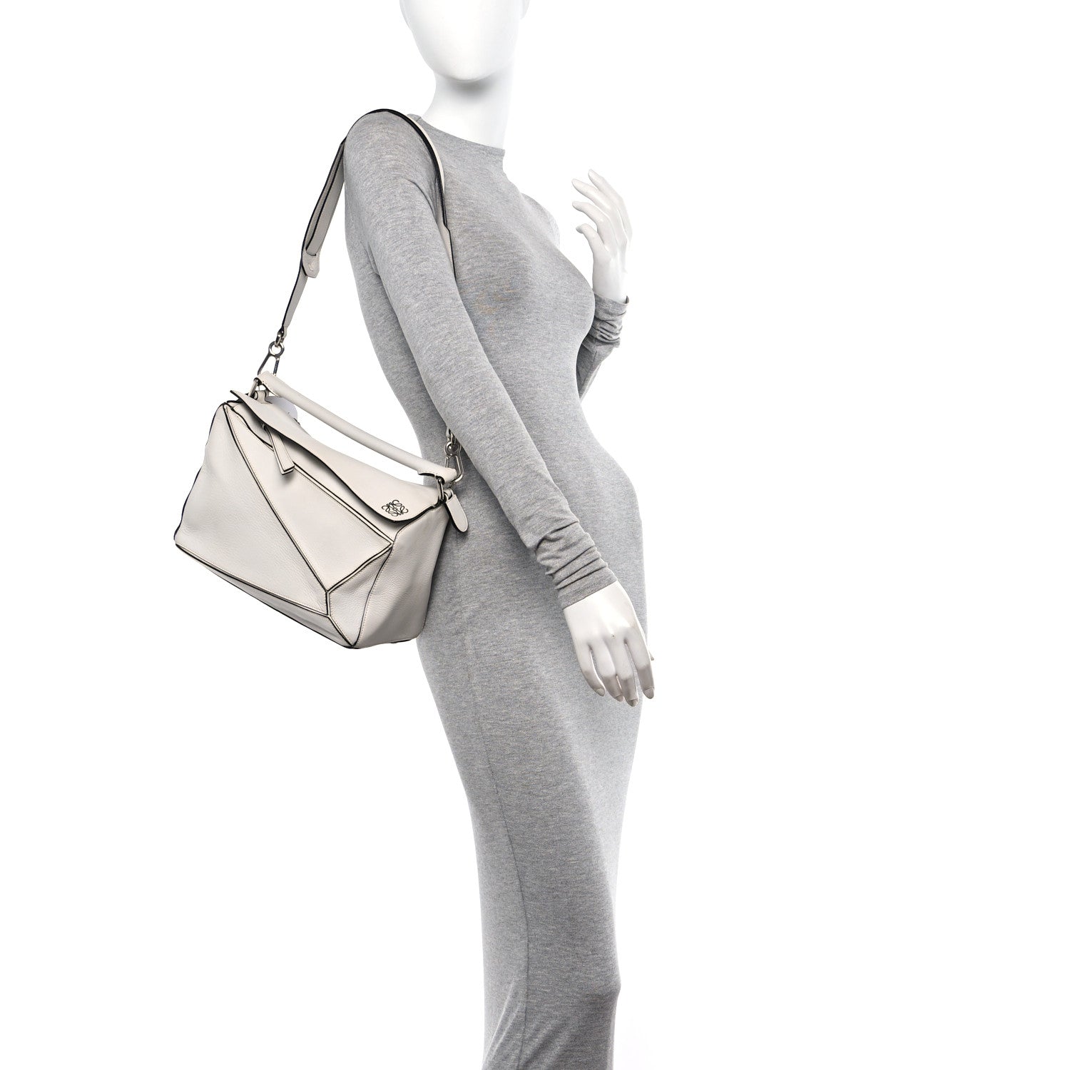 Loewe Calfskin Medium Puzzle Bag White 2 of 14