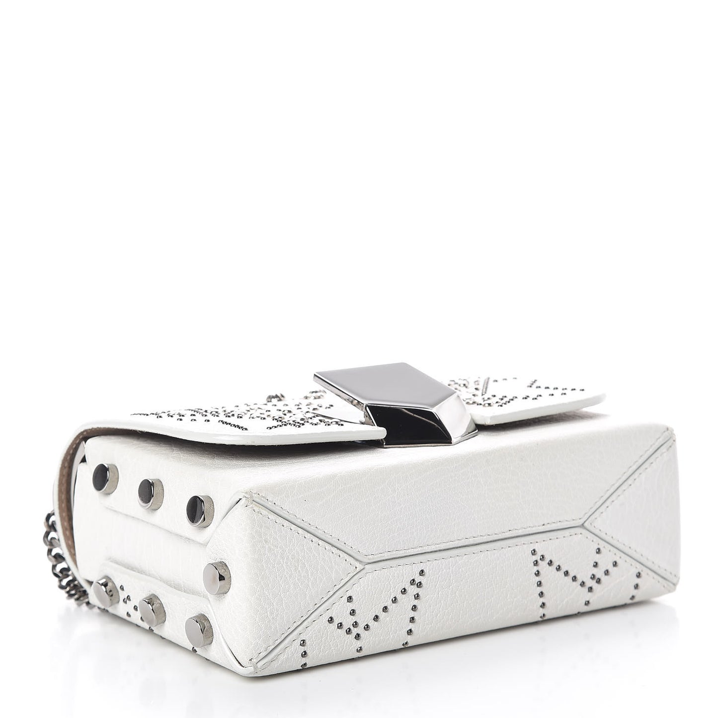Lambskin Studded Star Lockett Petite Crossbody Bag Chalk
