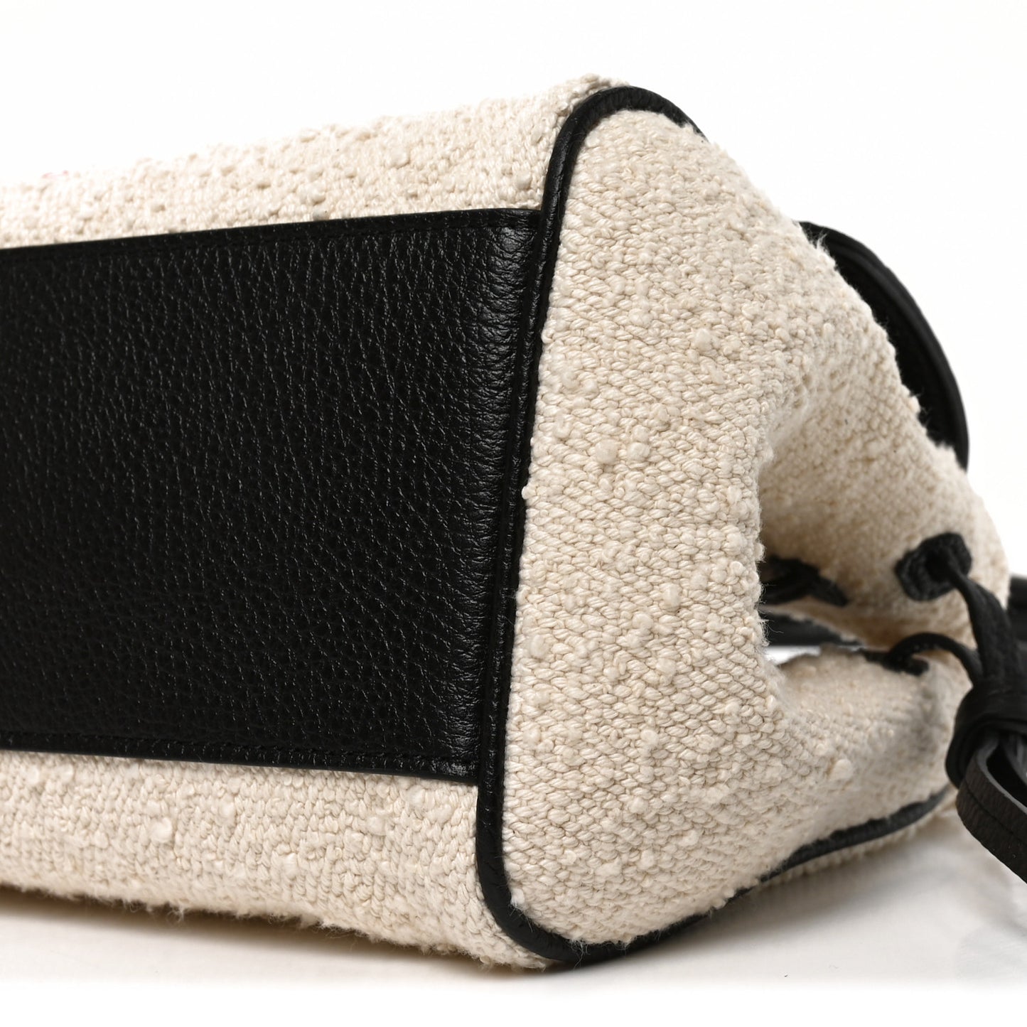 Grained Calfskin Boucle Urban Essentials Small Shopping Bag Ecru Black