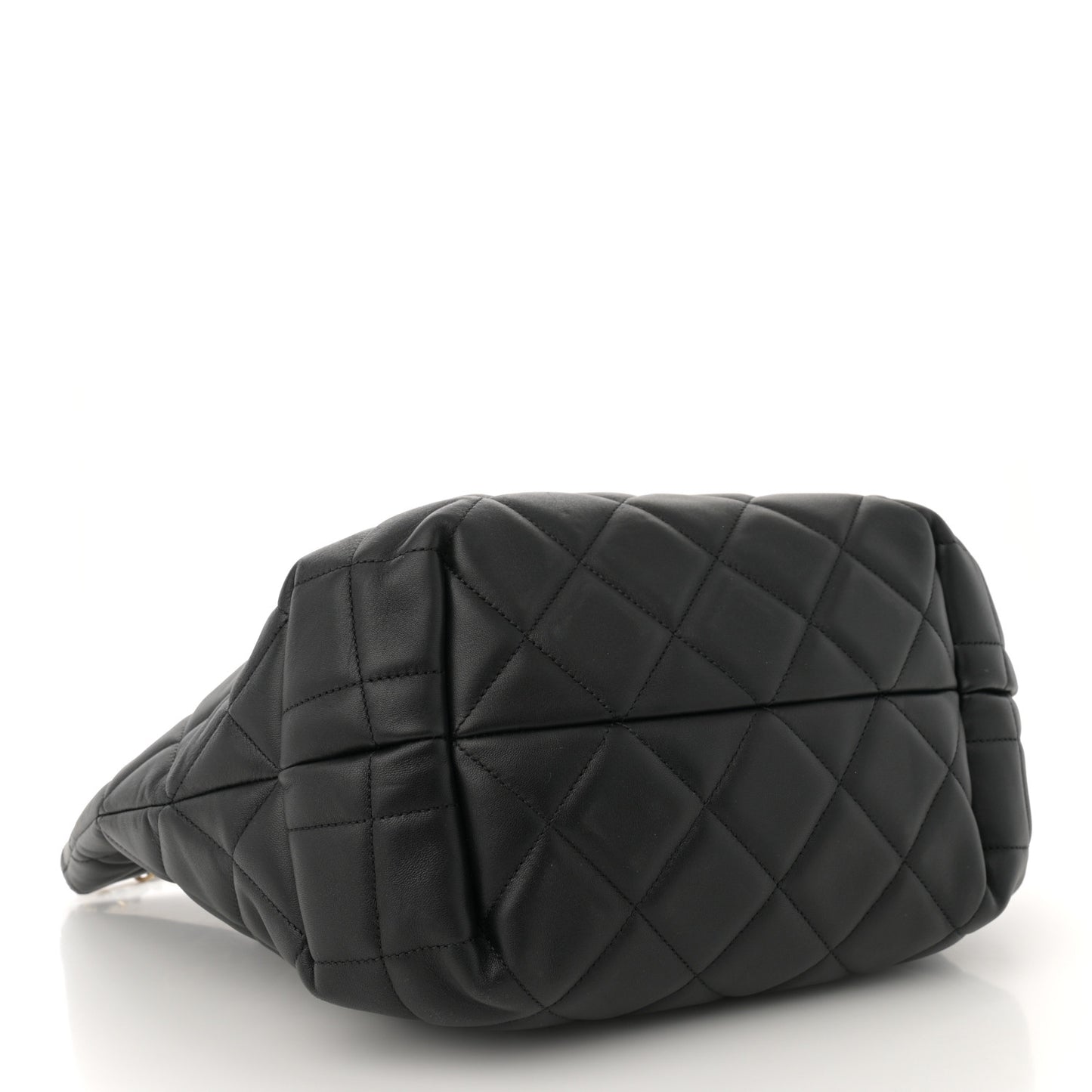 Lambskin Quilted CC Dweller Drawstring Tote Black
