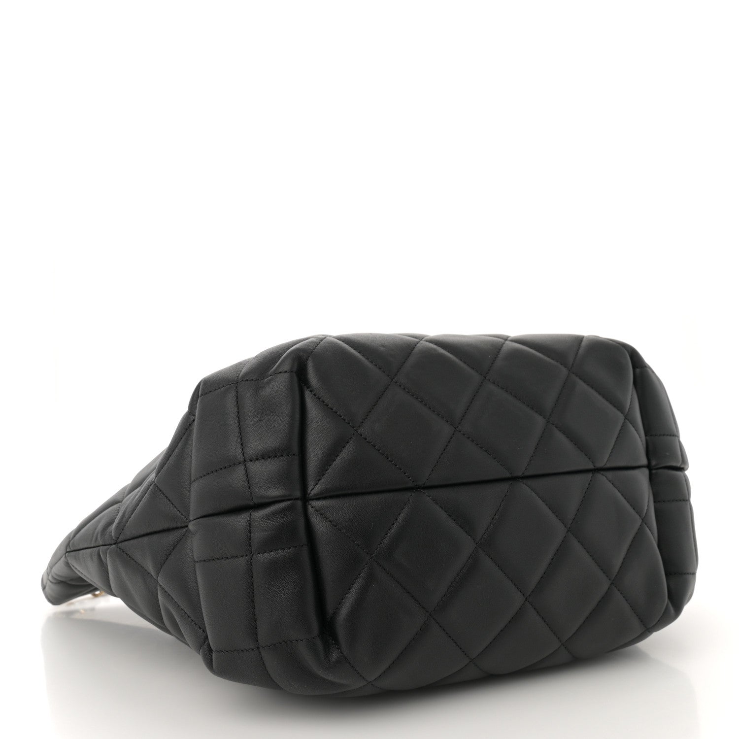 Chanel Lambskin Quilted CC Dweller Drawstring Tote Black 4 of 10