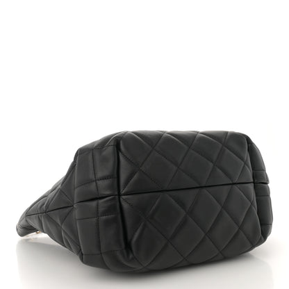 Chanel Lambskin Quilted CC Dweller Drawstring Tote Black 4 of 10