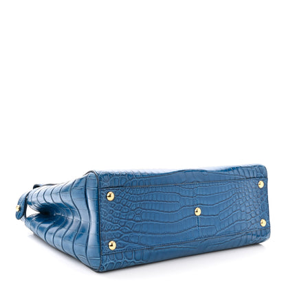 Fendi Shiny Crocodile Shiny Nappa Micro Peekaboo Iconic Satchel Blue 4 of 10