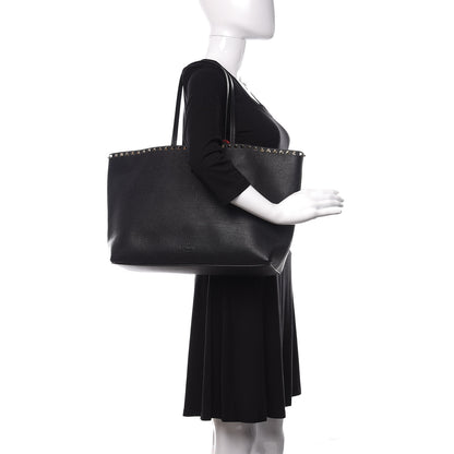 Valentino Garavani Grained Calfskin Rockstud Shoulder Tote Black 2 of 10