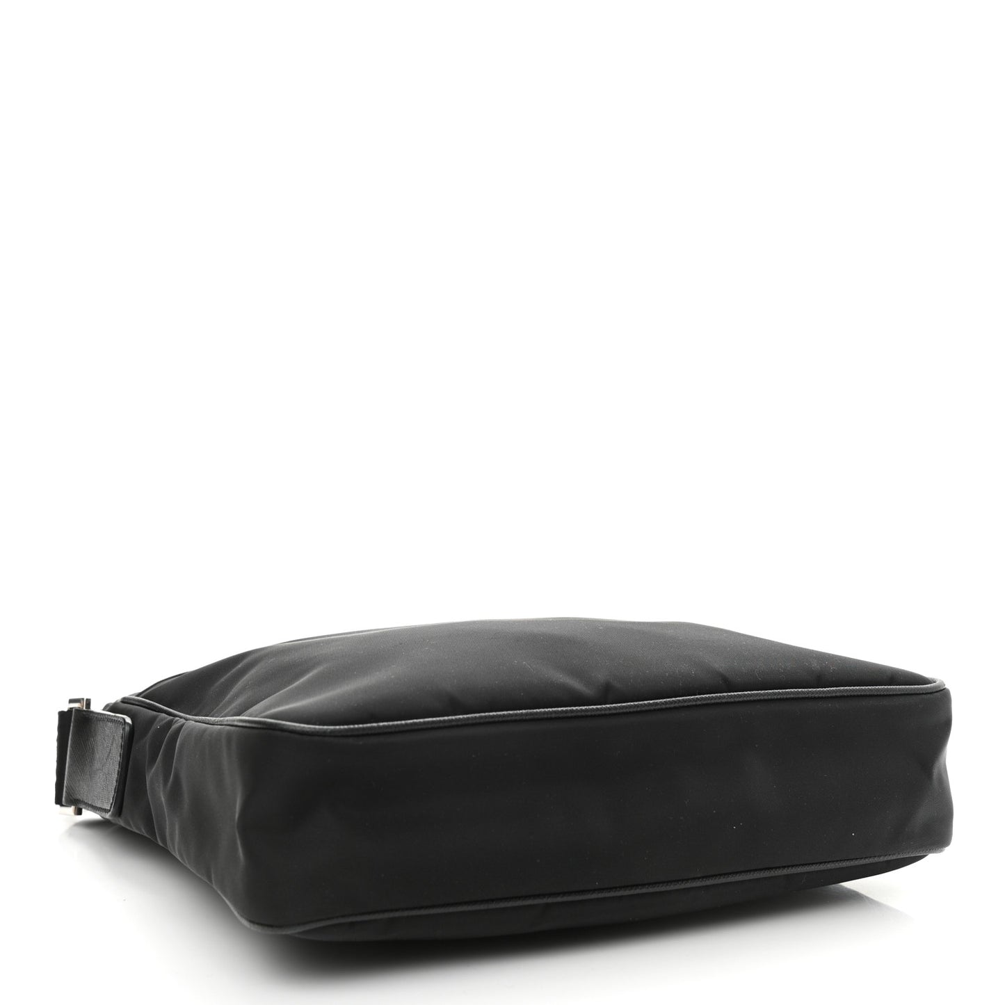 Tessuto Nylon Saffiano Flat Messenger Bag Black