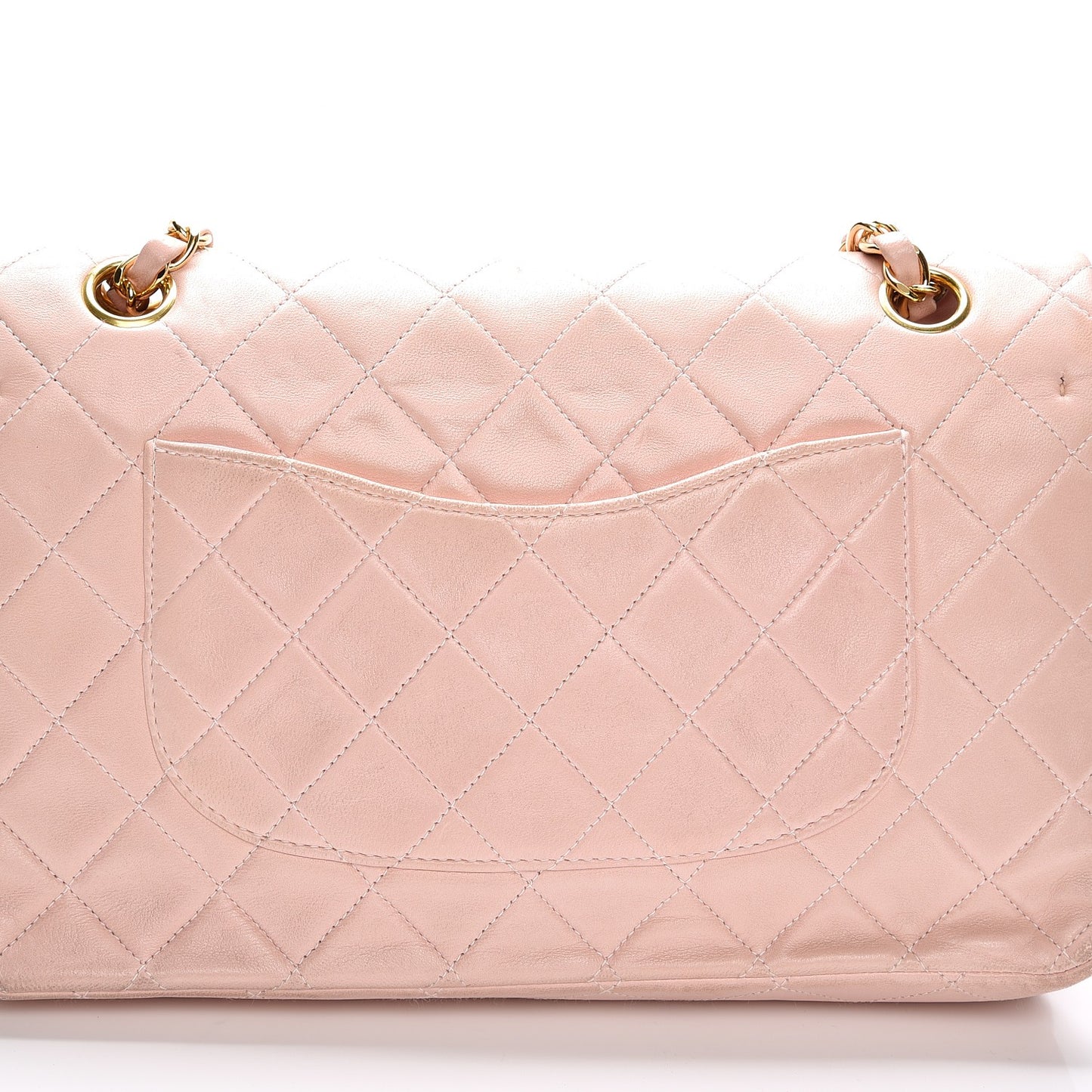 Lambskin Quilted Medium Double Flap Light Pink