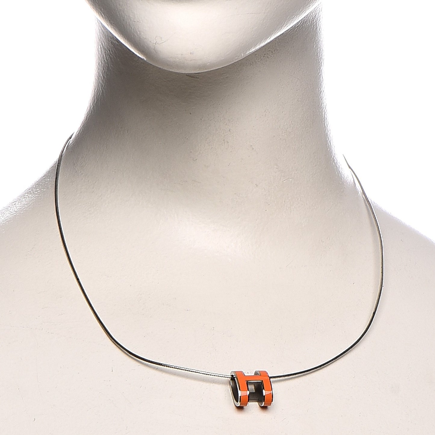 Lacquered Palladium Pop H Necklace Orange
