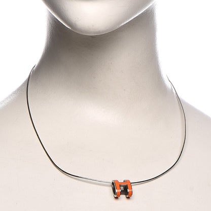 Hermes Lacquered Palladium Pop H Necklace Orange 2 of 7