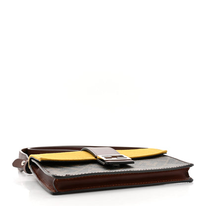 Fendi Glazed Fabric Cotton Vitello King Aura FF 1974 Baguette Belt Pouch Tobacco Moro Mimosa Gianda 4 of 10