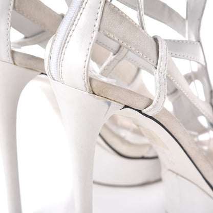 Gucci Calfskin Suede Daryl Cage Platform Sandals 40 White 11 of 15
