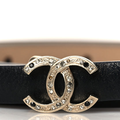 Chanel Calfskin Crystal CC Skinny Belt 85 34 Black 2 of 8