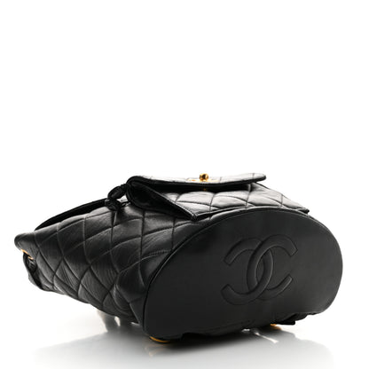 Chanel Lambskin Quilted Drawstring Backpack Black 4 of 15