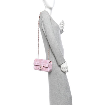 Chanel Tweed Quilted Mini Rectangular Flap Light Pink White 2 of 11