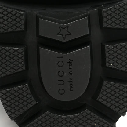 Gucci Calfskin Embroidered Lace Up Combat Ankle Boots 35.5 Black 6 of 9