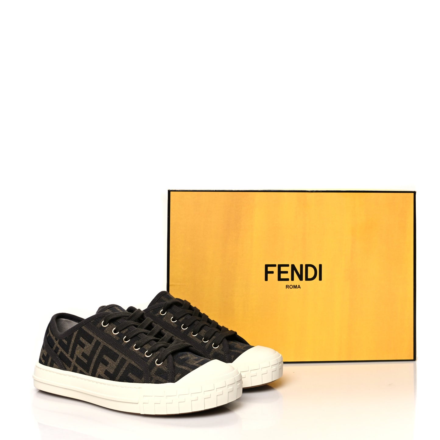 Fabric Jacquard FF Womens Domino Low Top Sneakers 39 Tobacco