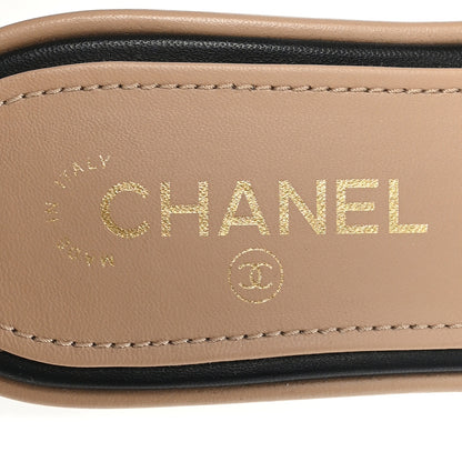 Chanel Lambskin Fabric CC Slide Sandals 38 Beige Black 8 of 10