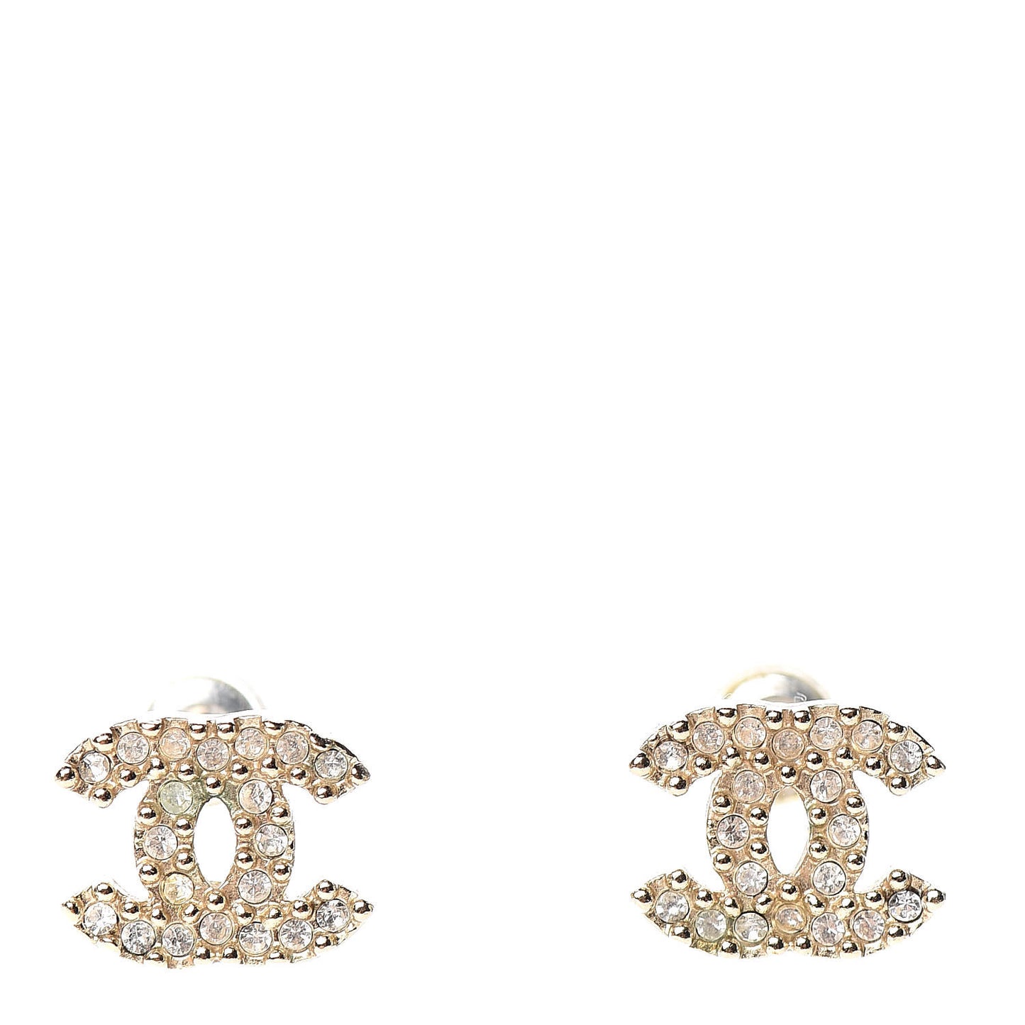 Crystal Mini CC Earrings Light Gold