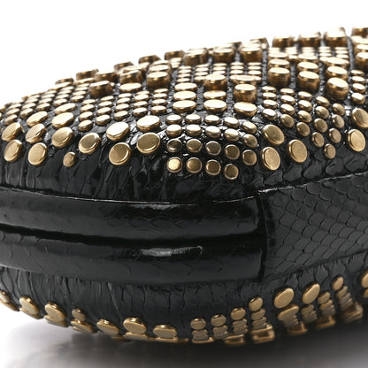Bottega Veneta Snakeskin Studded Knot Clutch Black 9 of 10