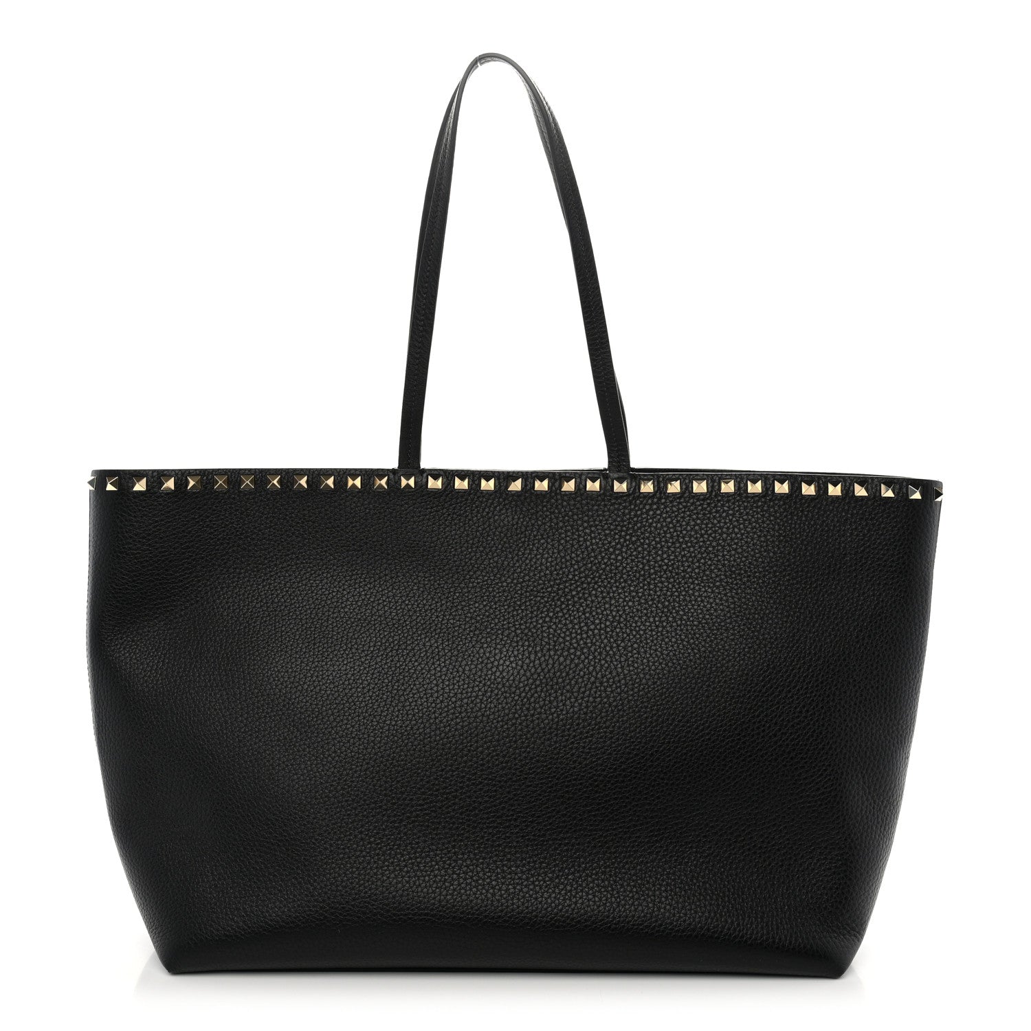 Valentino Garavani Grained Calfskin Rockstud Shoulder Tote Black 1 of 10