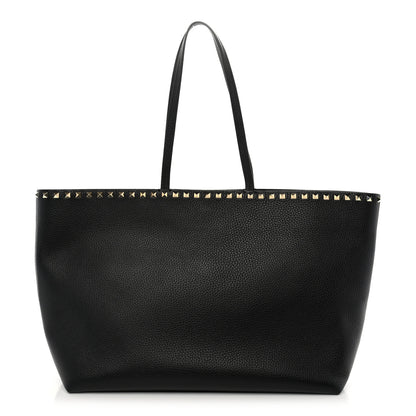 Valentino Garavani Grained Calfskin Rockstud Shoulder Tote Black 1 of 10